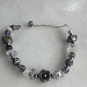 Elegant Silver and Purple Beaded Bracelet